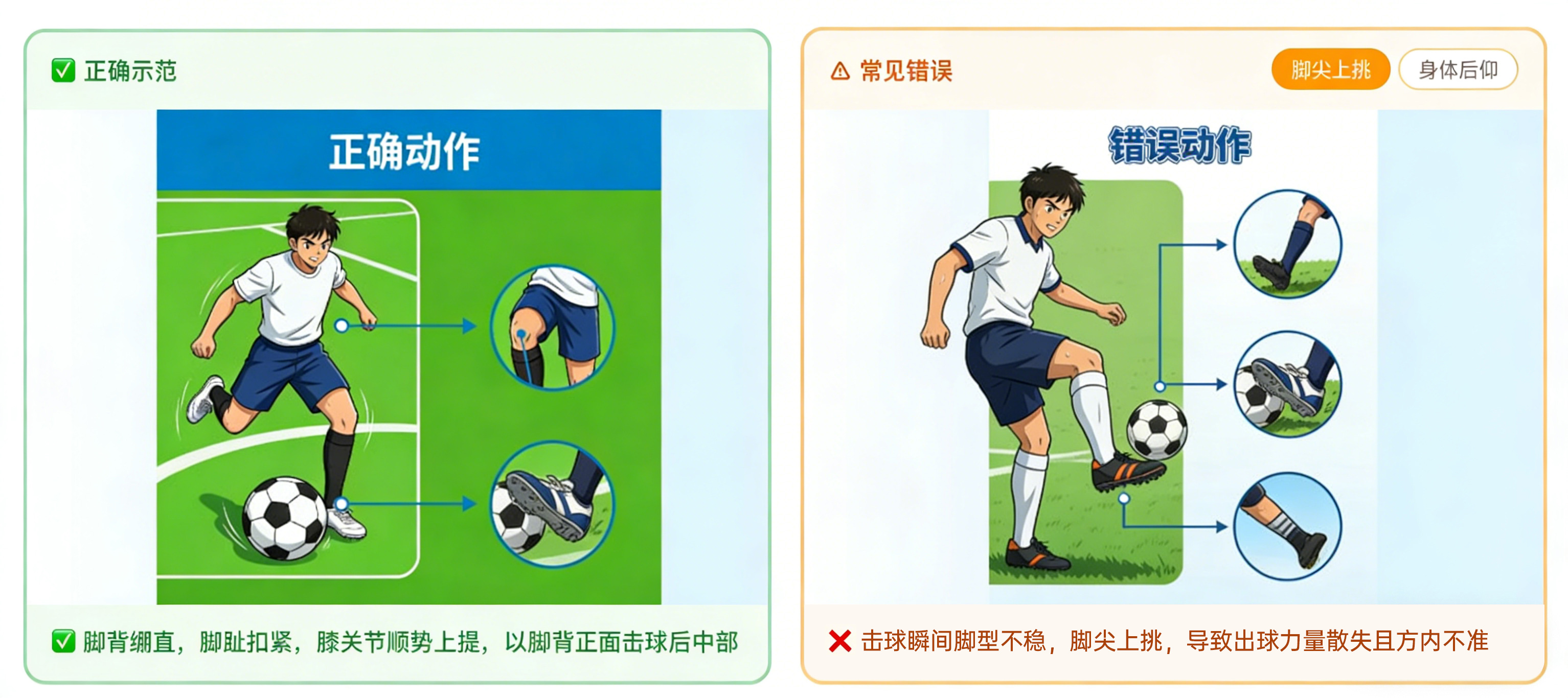 脚背正面传球技术示意图