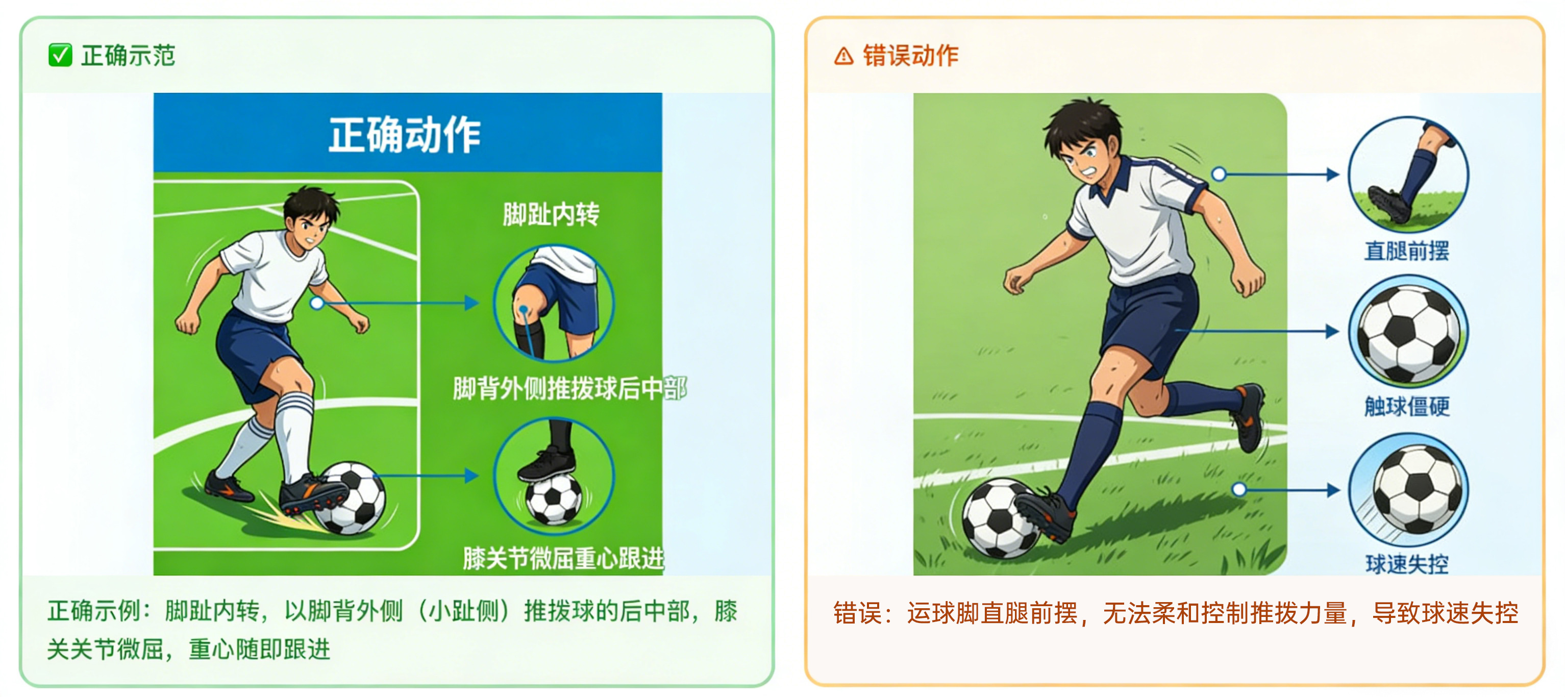 脚背外侧带球技术示意图