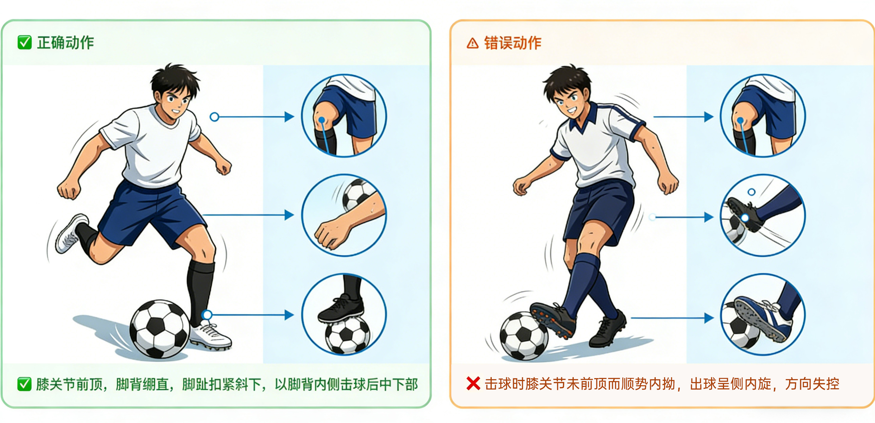 脚背内侧传球技术示意图