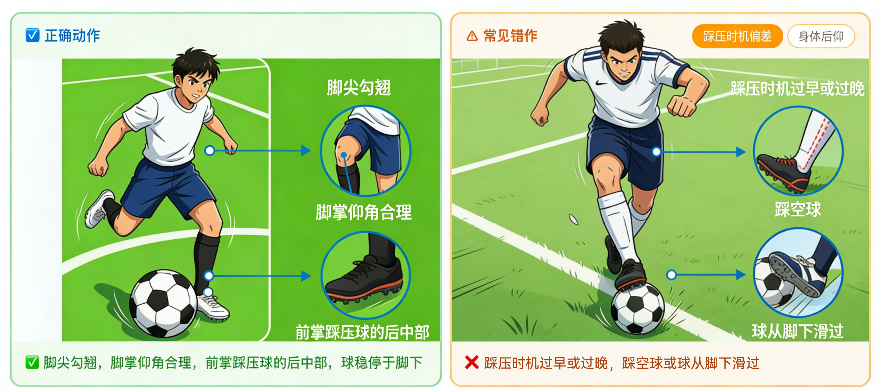 脚掌停球技术示意图