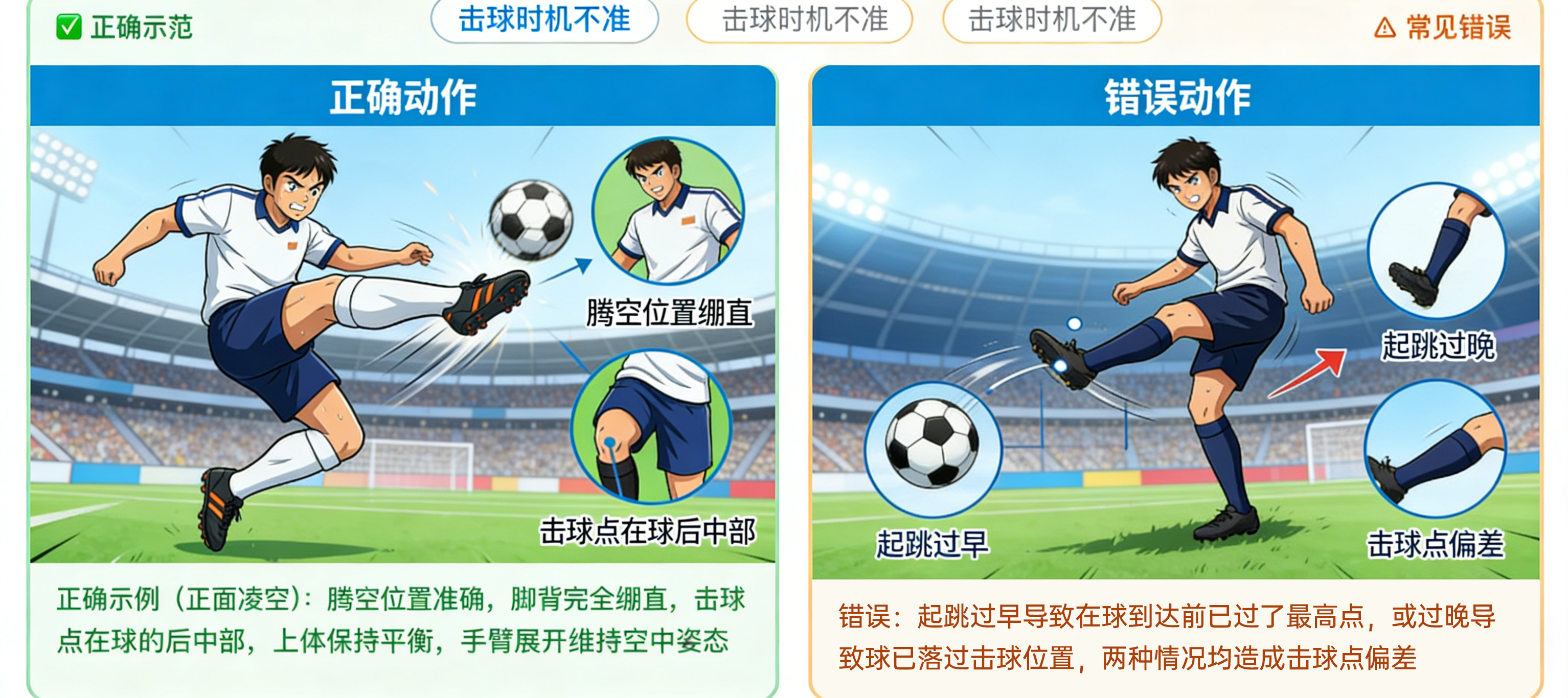 凌空射门技术示意图